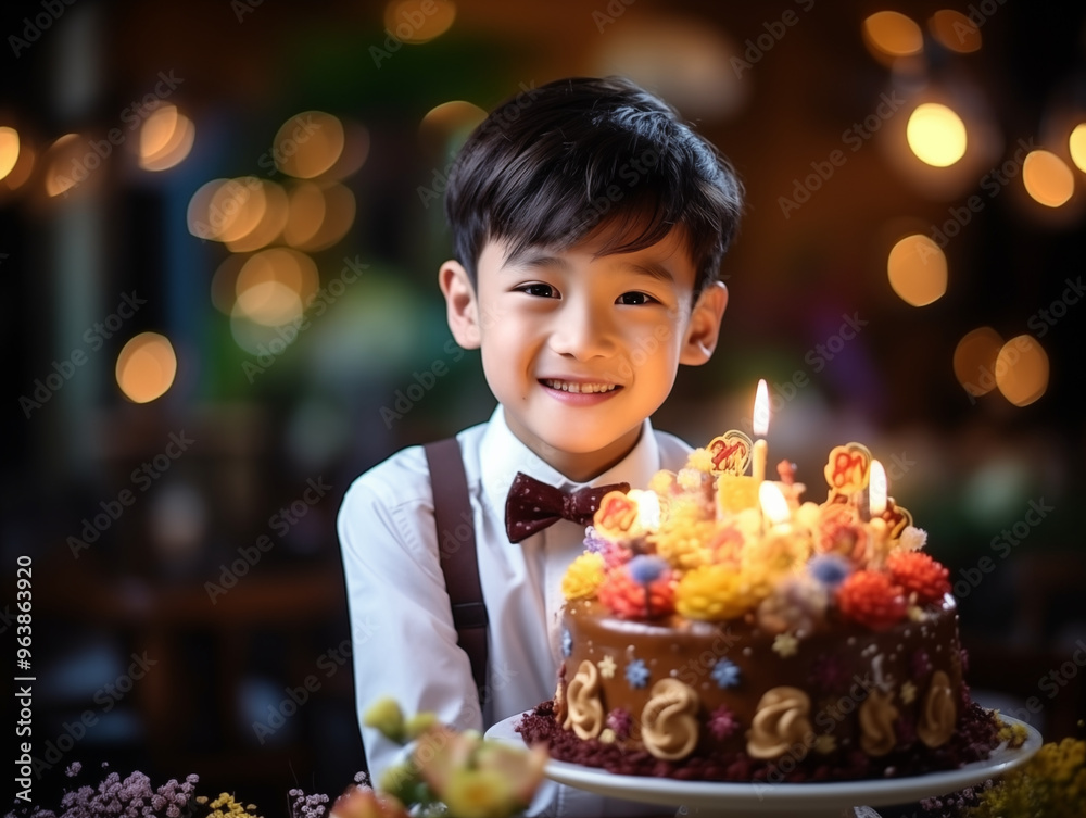 child with birthday cake child with birthday cake