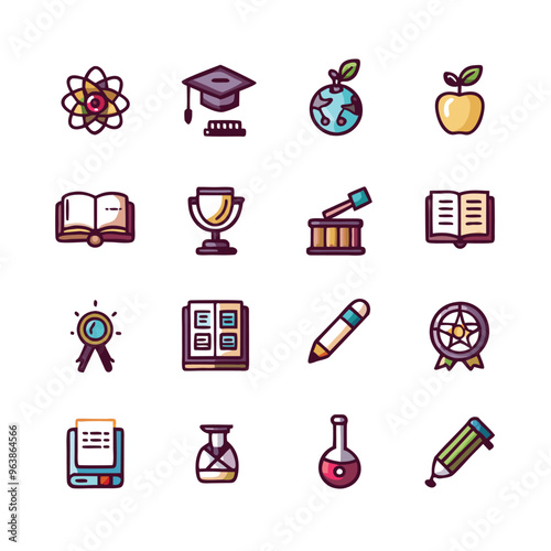 Set back to school icons, Day of Knowledge, First Day of School signs – stock vector, Editable stroke.