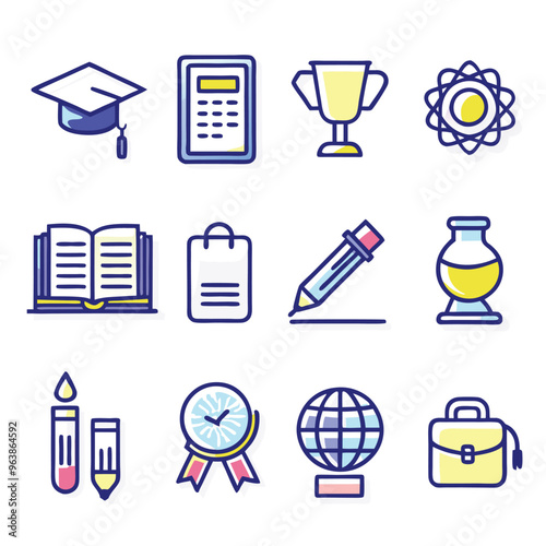 Set back to school icons, Day of Knowledge, First Day of School signs – stock vector, Editable stroke.