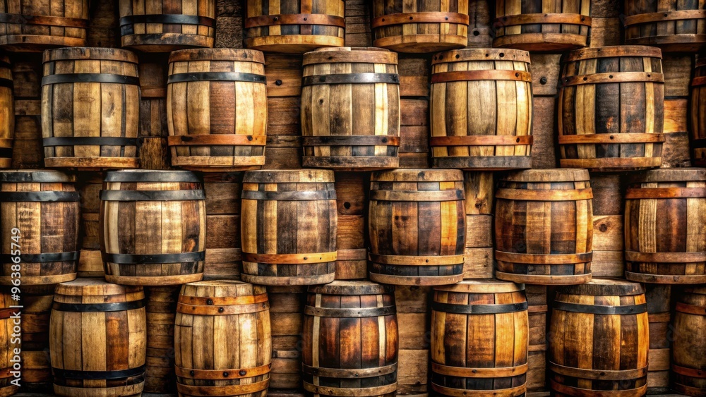Used bourbon barrel staves arranged on a wall for a rustic decor concept Used bourbon barrel staves arranged on a wall for a rustic decor concept