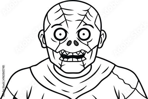 Halloween zombies line art