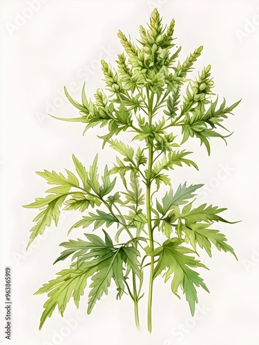 Mugwort Watercolor Flowers Leaves Plants Illustration