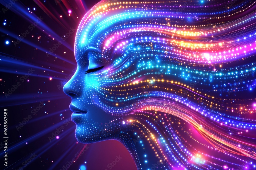 Neuroplasticity conceptual patterns and abstract stimulus silhouette of ...
