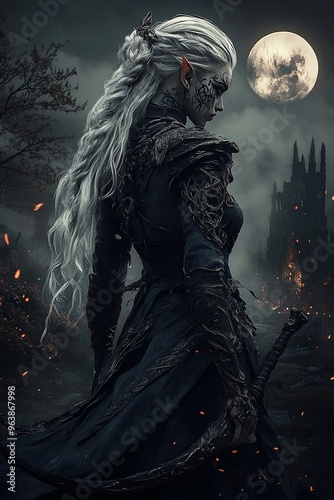 portrait of halloween witch in the night