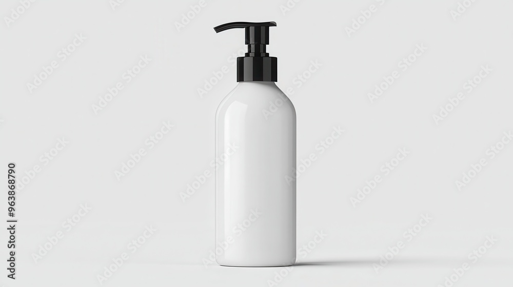 White Pump Bottle Mockup on White Background