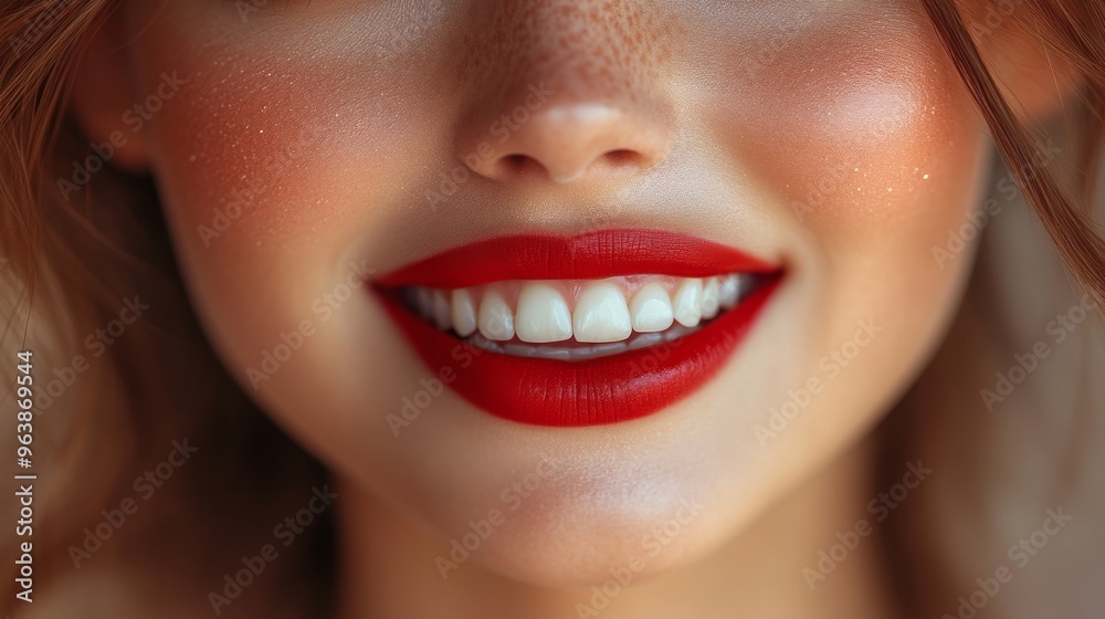 Close-up of a smiling woman with Close-up of a smiling woman with