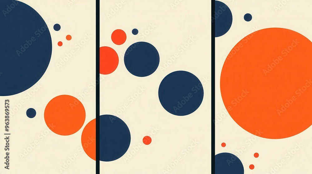 Abstract Geometric Pattern with Orange and Blue Circles on White Background Abstract Geometric Pattern with Orange and Blue Circles on White Background