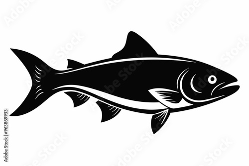 
Trout and salmon silhouette, trout tish vector illustration