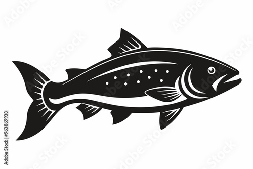 
Trout and salmon silhouette, trout tish vector illustration photo