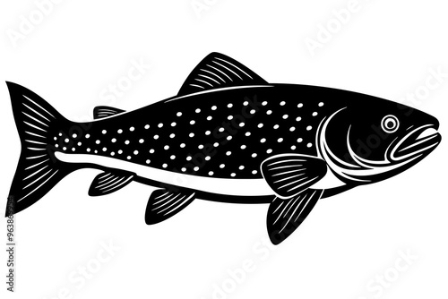 
Trout and salmon silhouette, trout tish vector illustration