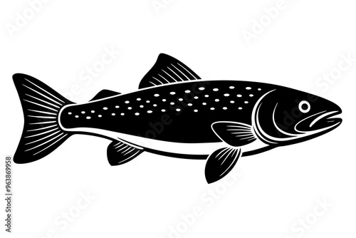 
Trout and salmon silhouette, trout tish vector illustration photo