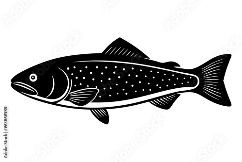 
Trout and salmon silhouette, trout tish vector illustration photo