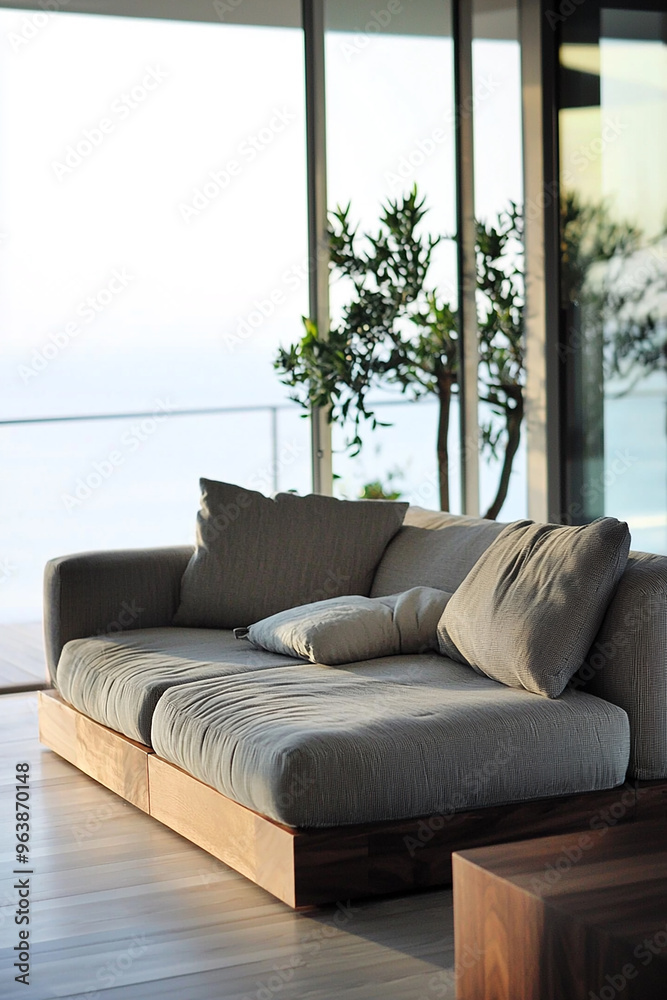 luxury apartment suite lounge with sofa set and beautiful view generated by AI luxury apartment suite lounge with sofa set and beautiful view generated by AI