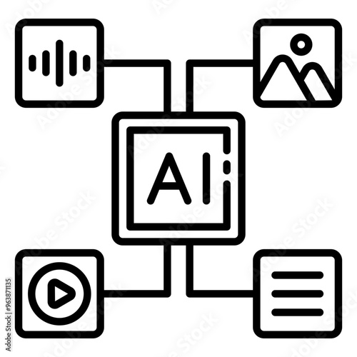 Generative AI icon representing automated content creation and machine learning.