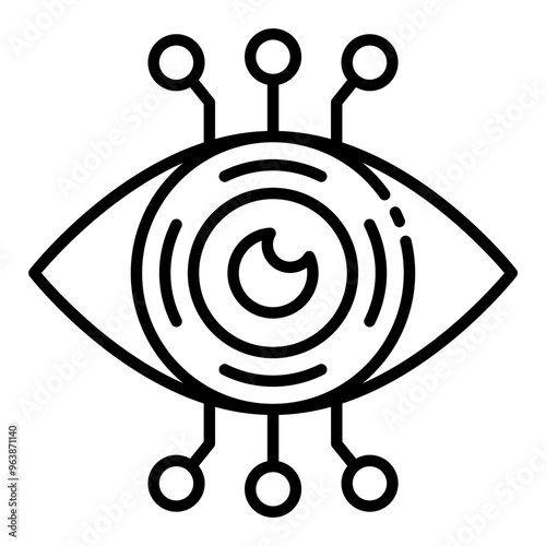 Bionic eye icon symbolizing AI-powered vision recognition and biometric technology.