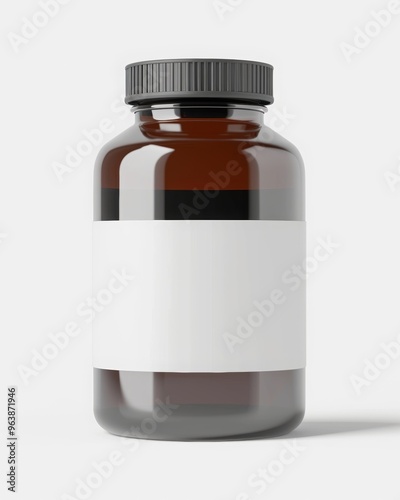 supplement bottle mockup with blank label, studio photo