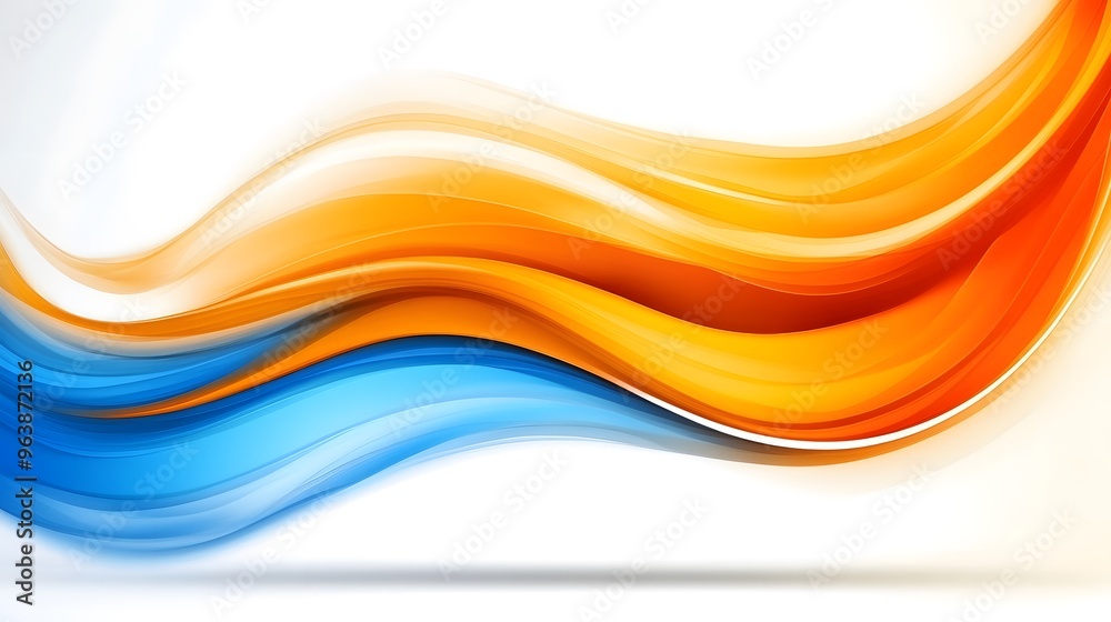Abstract Orange and Blue Waves on White Background Abstract Orange and Blue Waves on White Background