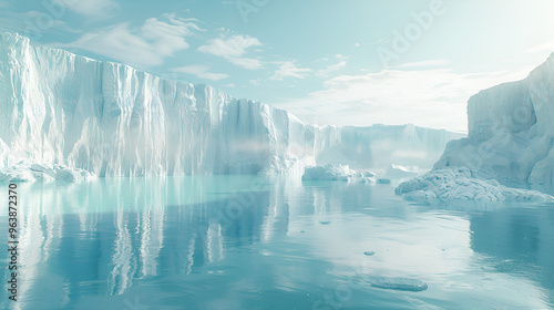 Perito Moreno Glacier, a majestic ice formation in Patagonia, cascades into a glacial lake, creating a breathtaking waterfall amidst a snowy landscape