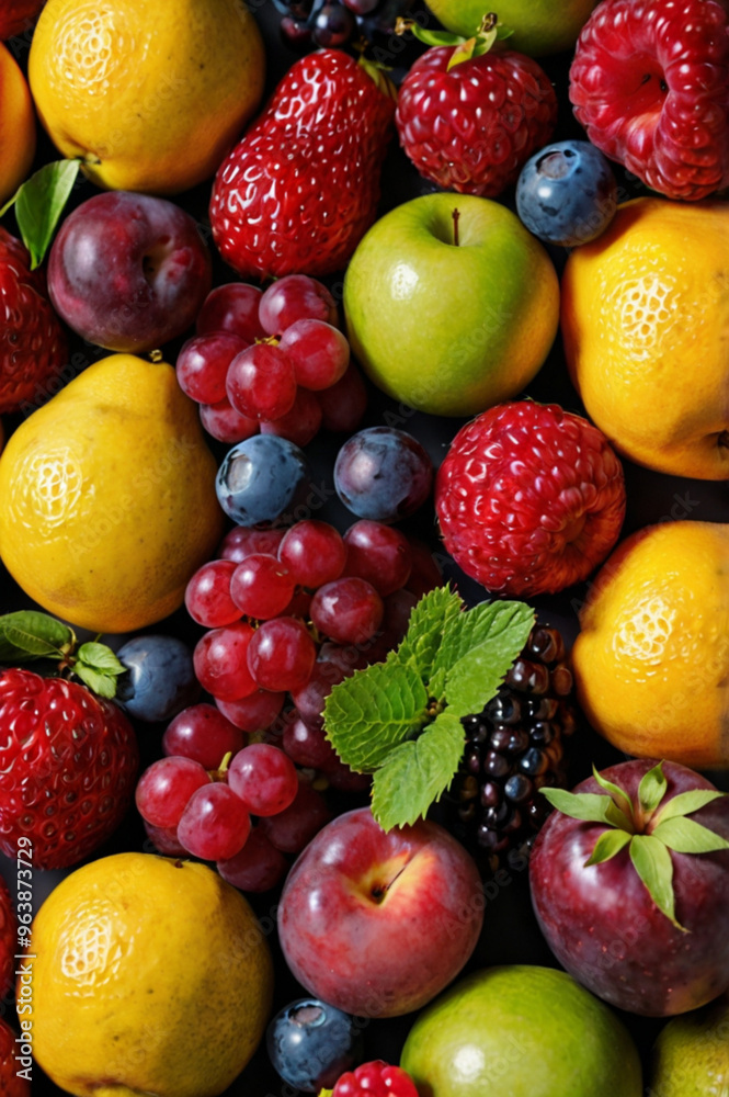 Mixed Fresh Fruit Background Mixed Fresh Fruit Background