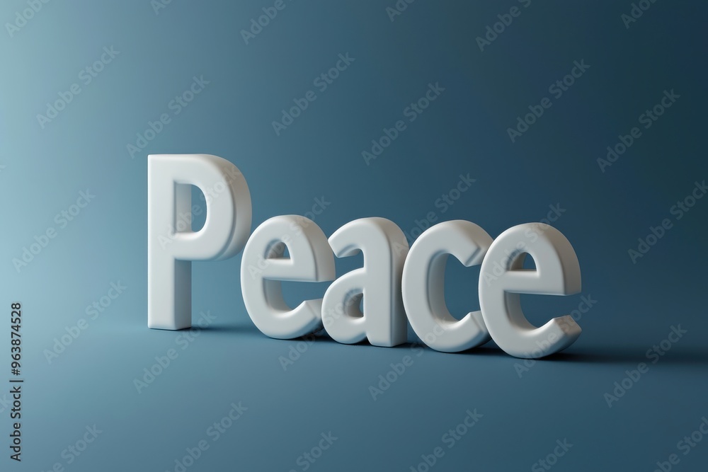 White 'Peace' word on plain background. Concept of tranquility, harmony, and non violence White 'Peace' word on plain background. Concept of tranquility, harmony, and non violence