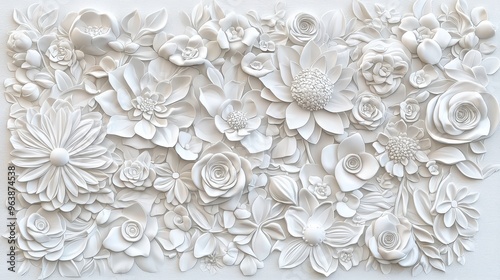 White D Floral Pattern Elegant Flower Design Wall Decor Wallpaper Background