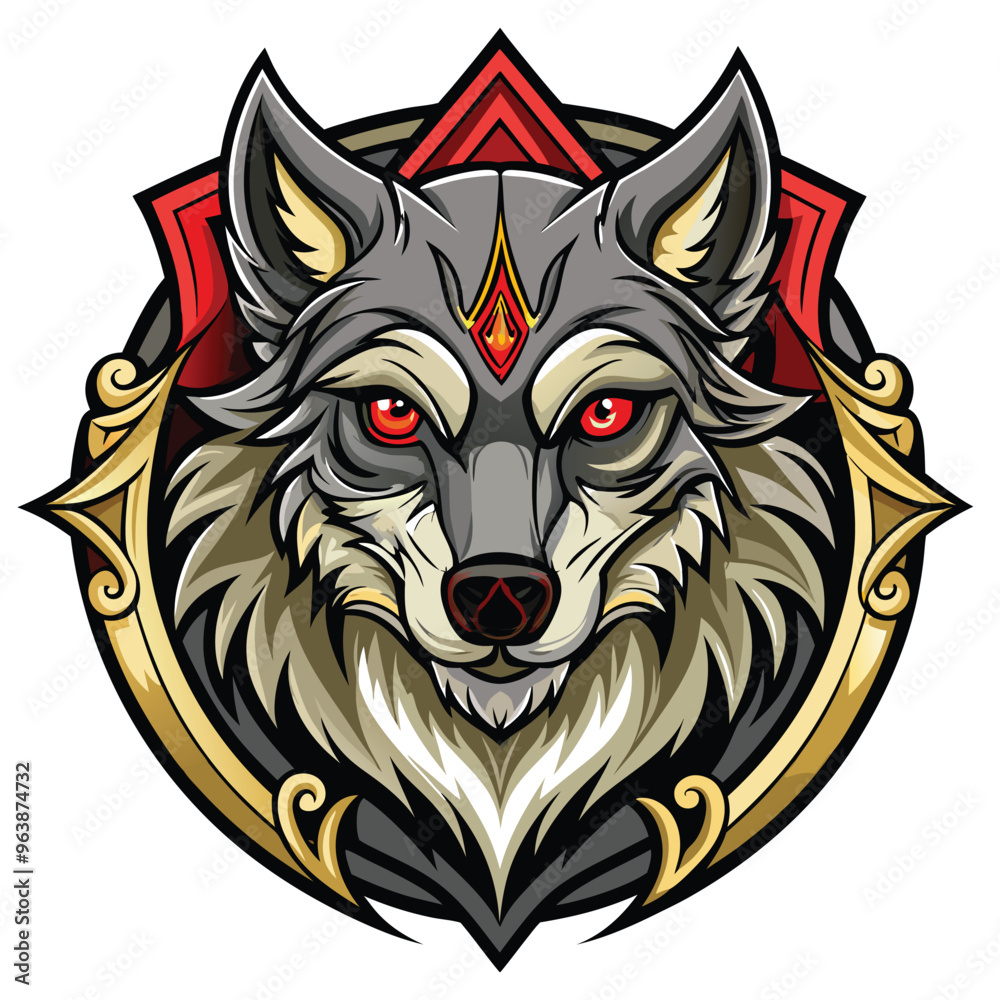 Fototapeta luxury wolf gaming logo with stylist emblem ornament 
