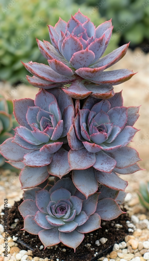 A Stack of Succulents with Dusty Blue and Pink Hues A Stack of Succulents with Dusty Blue and Pink Hues