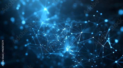 Abstract Blue Network Background with Glowing Dots