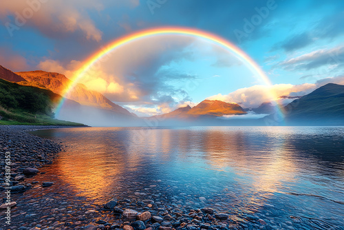 A rainbow over the majestic mountains of Skye photo