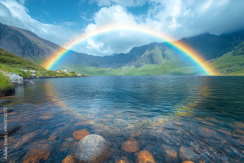 A rainbow over the majestic mountains of Skye