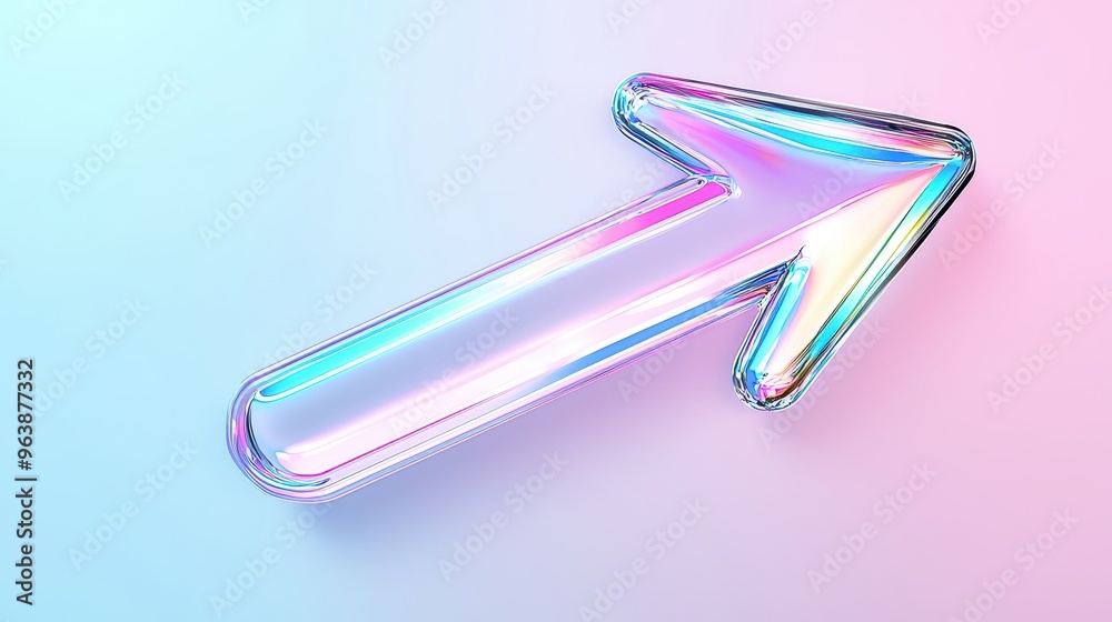 Holographic Arrow Upwards on Pastel Background Holographic Arrow Upwards on Pastel Background