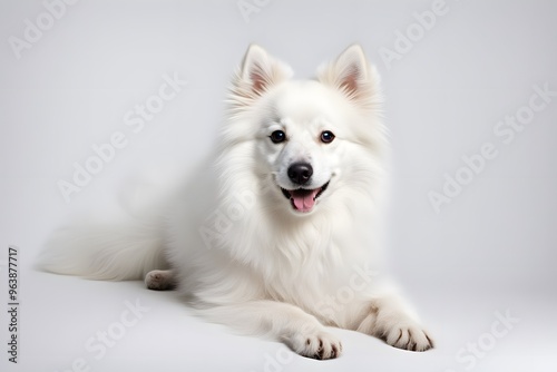 American eskimo dog animal on white background, AI Generated