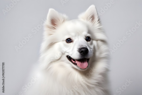 American eskimo dog animal on white background, AI Generated