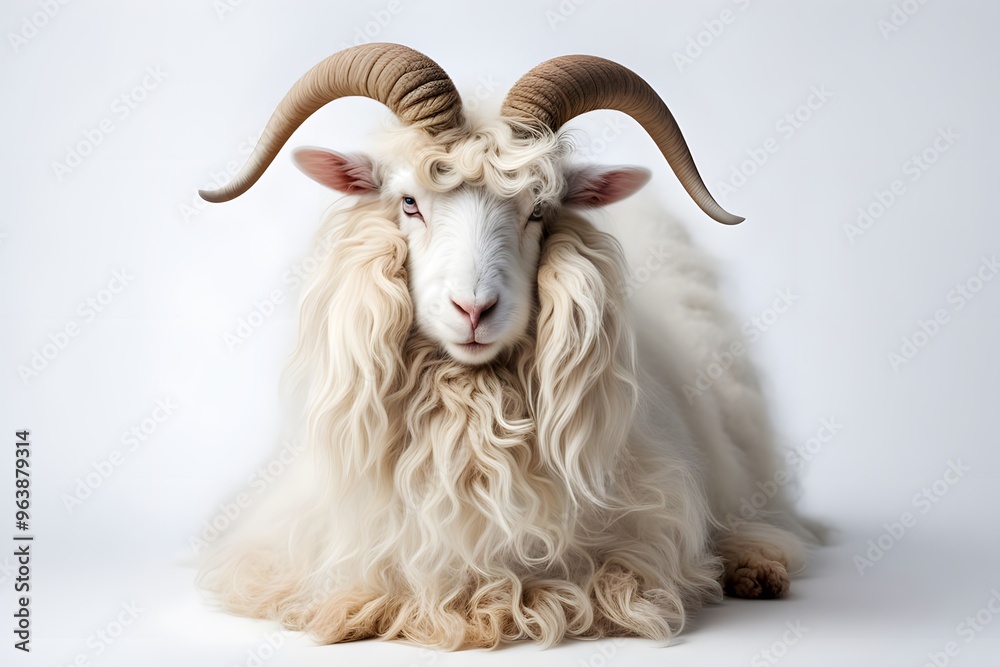 Angora goat animal on white background, AI Generated Angora goat animal on white background, AI Generated