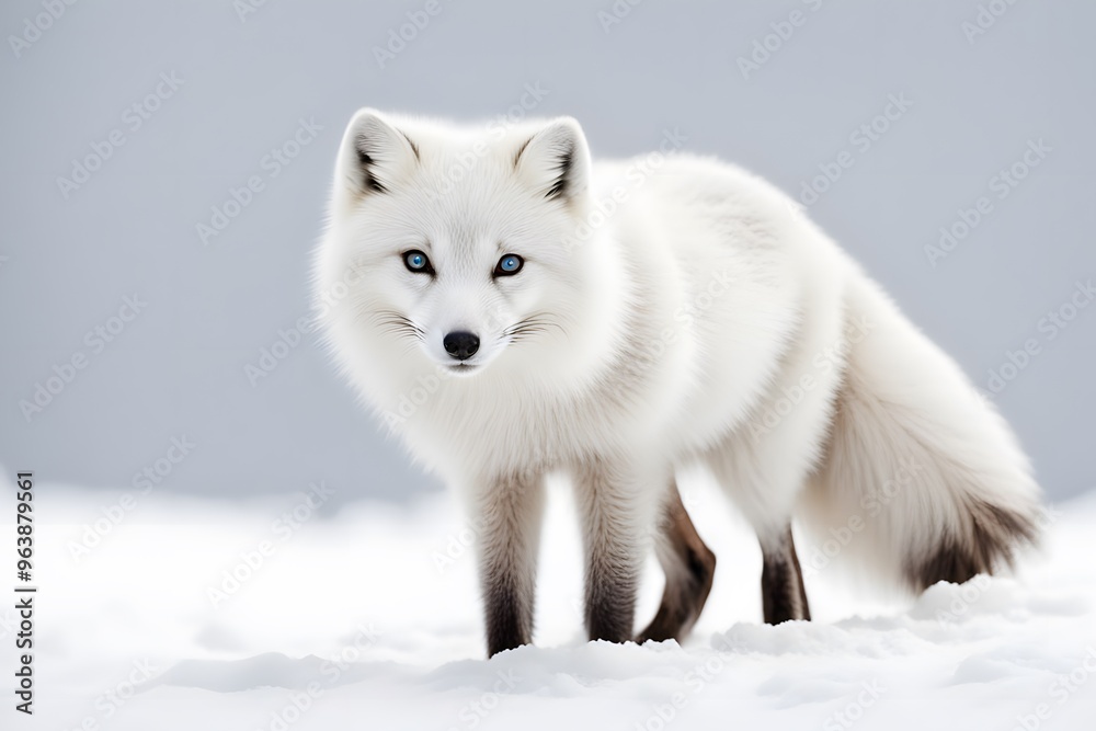 Obraz premium Arctic fox animal on white background, AI Generated