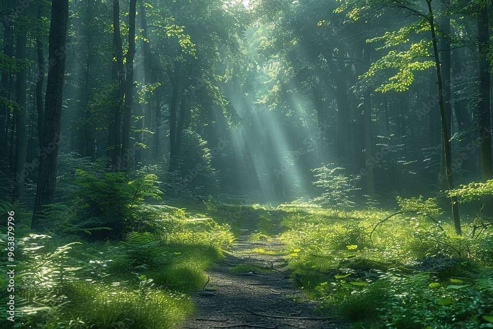 A forest with a path through it