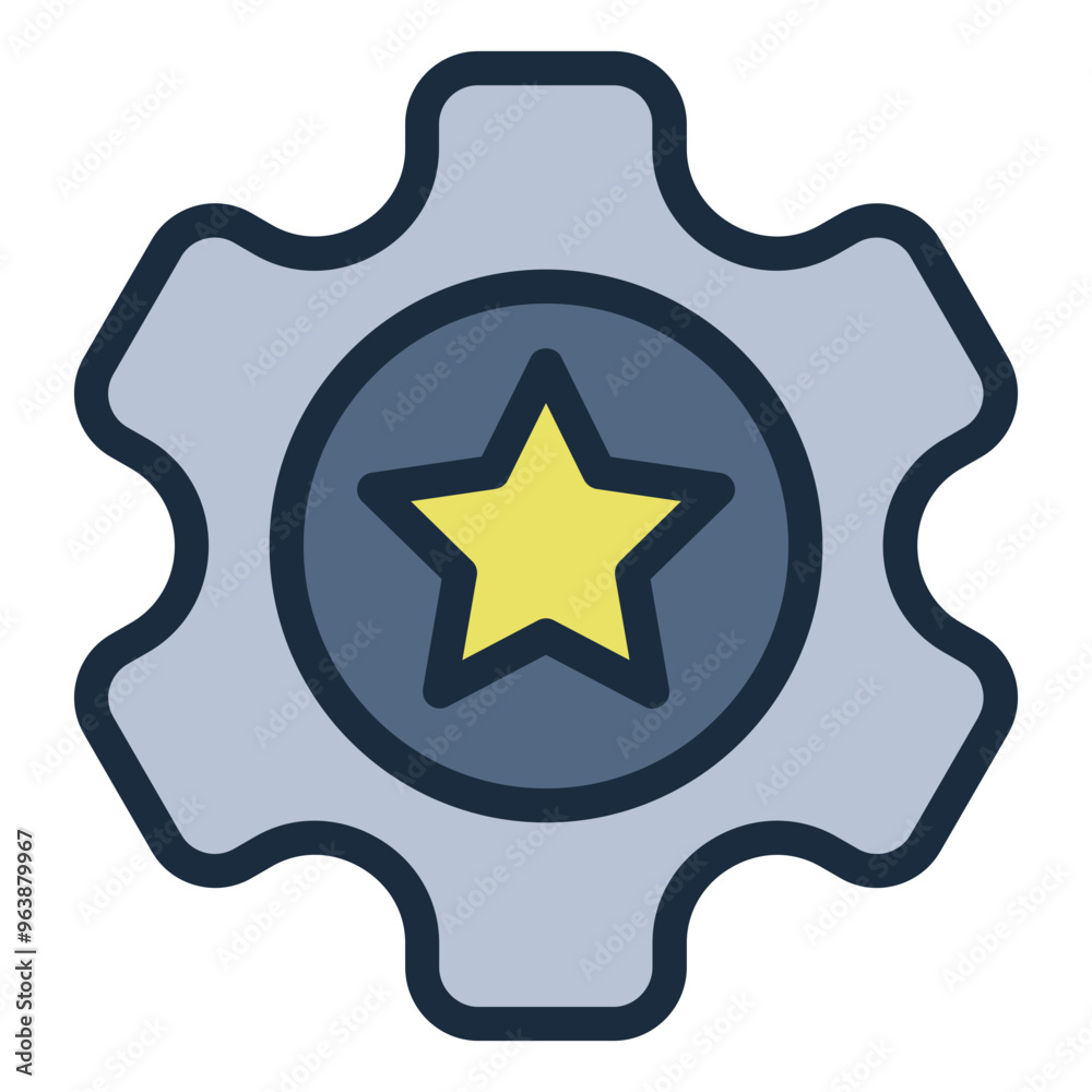 Best technology icon with a star and gear representing advanced, high-quality products. Best technology icon with a star and gear representing advanced, high-quality products.