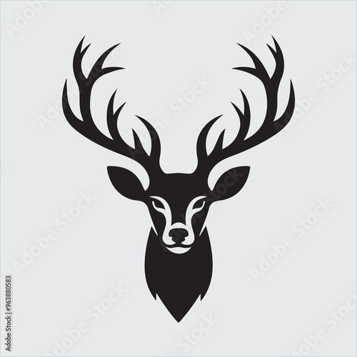 Deer head logo silhouettes vector art illustration