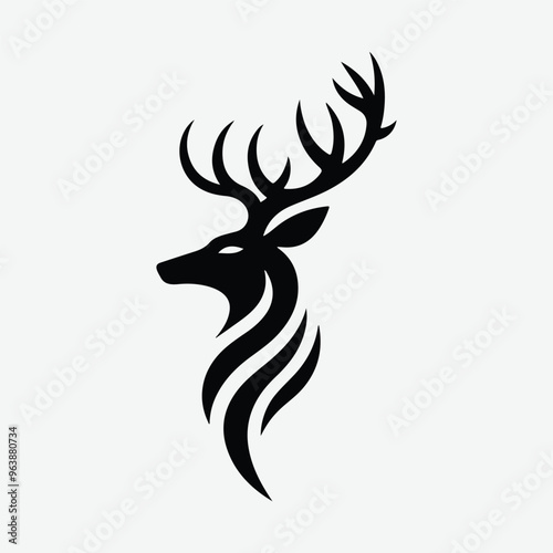 Deer head logo silhouettes vector art illustration photo