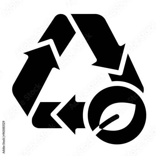 Sustainable recycle icon representing eco-friendly products made from renewable and recyclable materials.