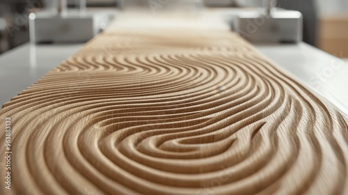 Abstract Carved Wood Pattern Natural Circular Design