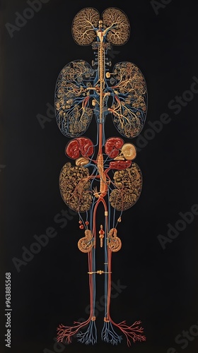 Anatomical Illustration of the Human Urinary System