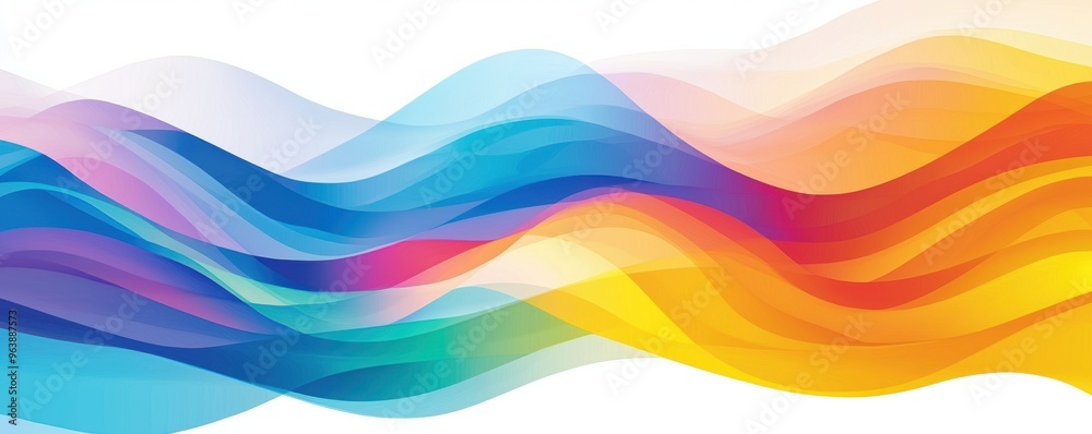 Obraz premium Abstract rainbow waves, bright and colorful, flat design illustration