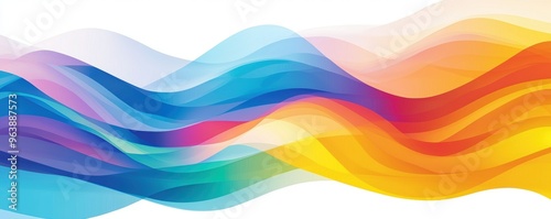 Abstract rainbow waves, bright and colorful, flat design illustration