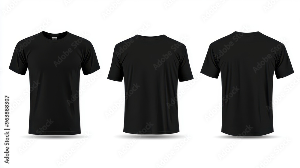 Blank Black T Shirt Mockup Front Back Side Views Blank Black T Shirt Mockup Front Back Side Views