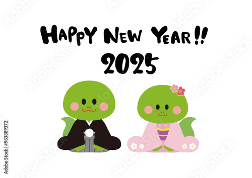 かわいい巳年の年賀状テンプレート