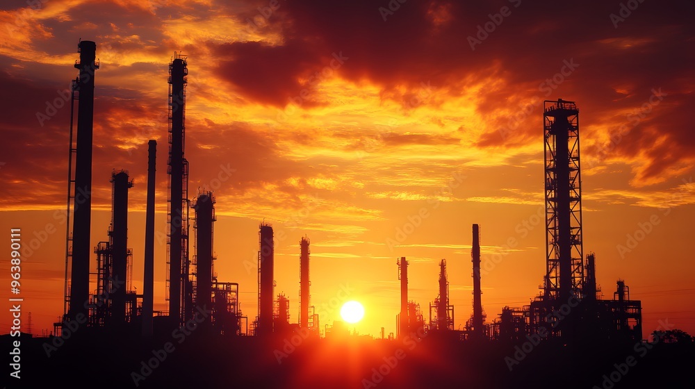 A sunset over a city skyline with many tall buildings. The sun is setting and the sky is orange A sunset over a city skyline with many tall buildings. The sun is setting and the sky is orange