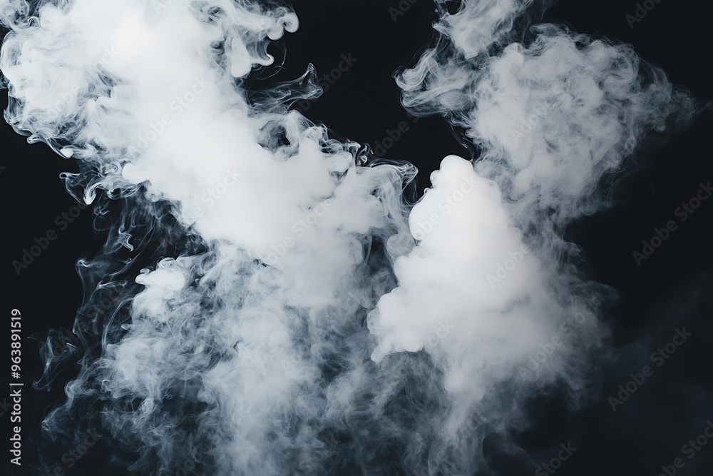 Obraz premium Beautiful Whisps of White Smoke Against a Black Background