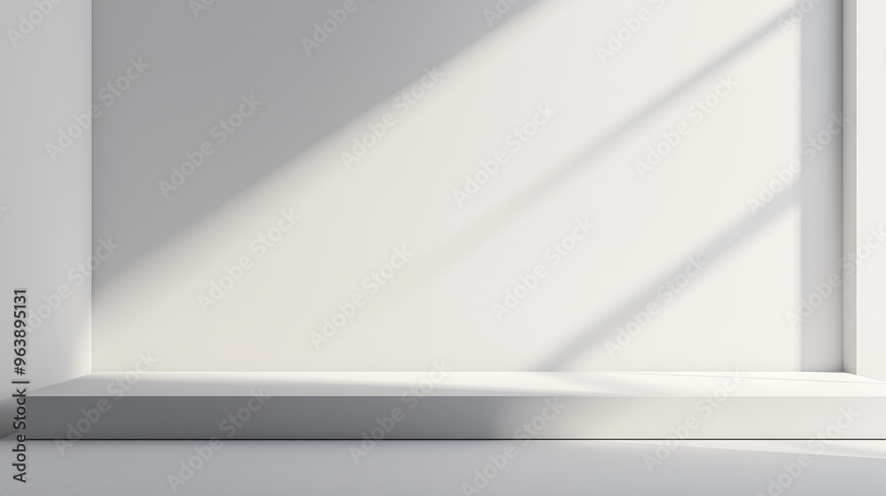 A quiet indoor space showcases a clean, minimalist style featuring a blank wall illuminated by gentle sunlight casting soft shadows on a smooth surface, copy space, background A quiet indoor space showcases a clean, minimalist style featuring a blank wall illuminated by gentle sunlight casting soft shadows on a smooth surface, copy space, background
