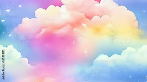 Bright pastel clouds fill the sky at sunset, creating a magical view that inspires creativity and calm